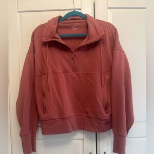 Old Navy Women's Dusty Rose Half-Zip Hoodie Sweatshirt
